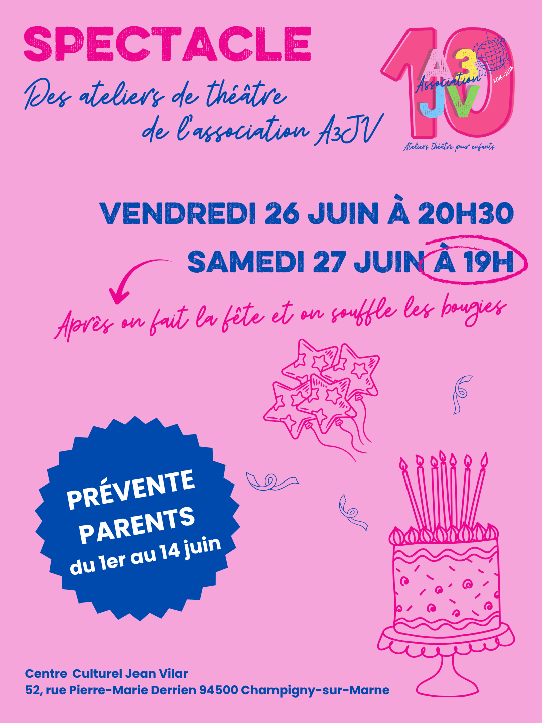 Réservation prévente parentes -Spectacles A3JV